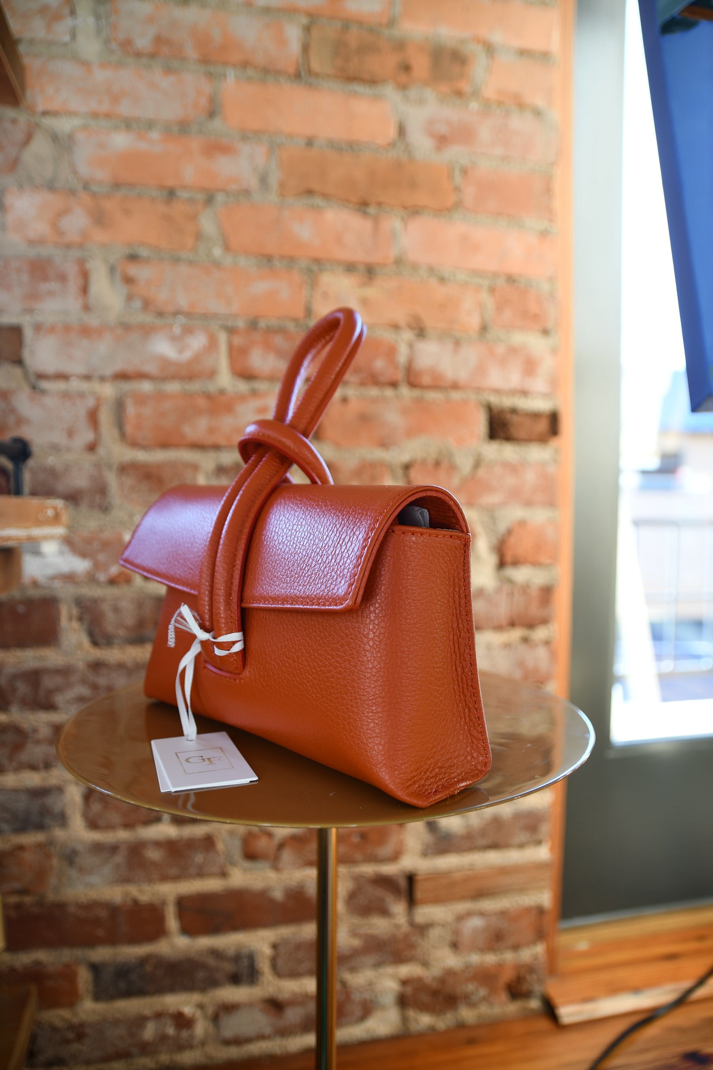 Italian Leather Wristlet Bag -Orange