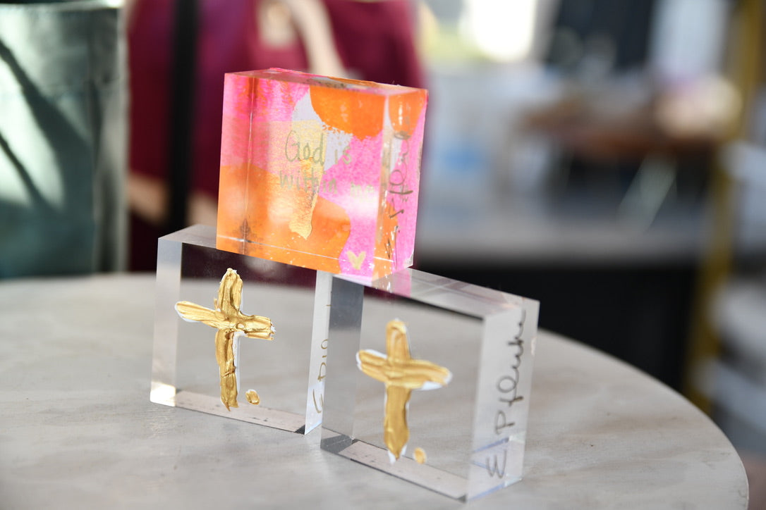 God is within me - Affirmation Lucite Block