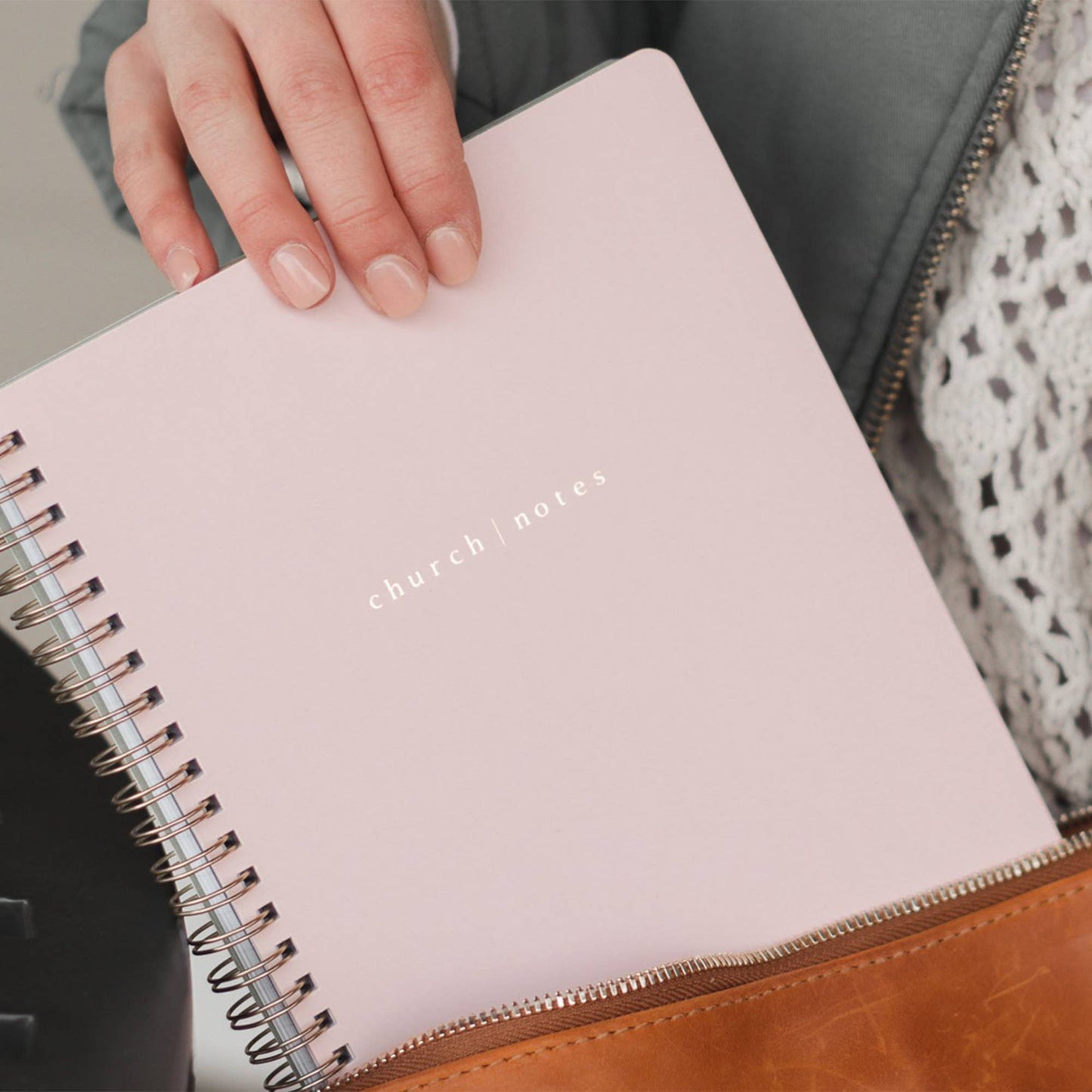 Blush Pink Spiral Church Notes Notebook