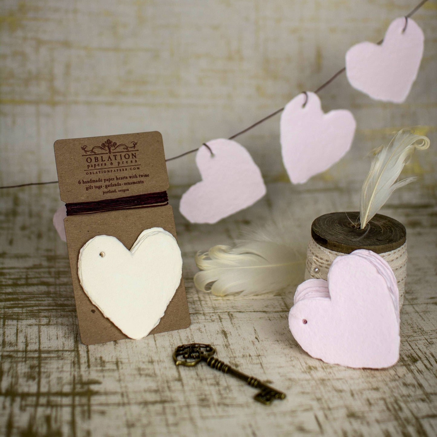 Oblation Papers & Press - Blush Petite Handmade Paper Heart Tag