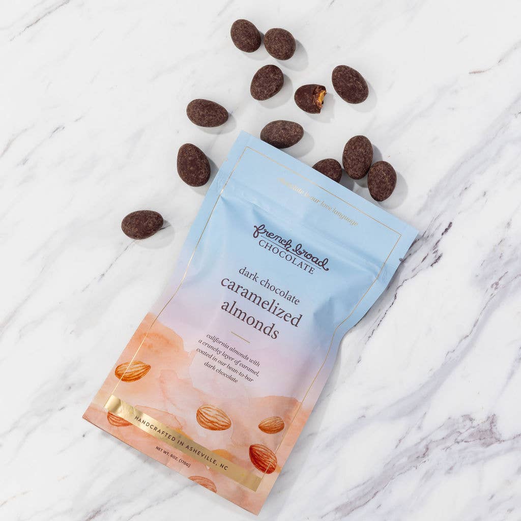 French Broad Chocolate - Dark Chocolate-Covered Caramelized Almonds - 6oz