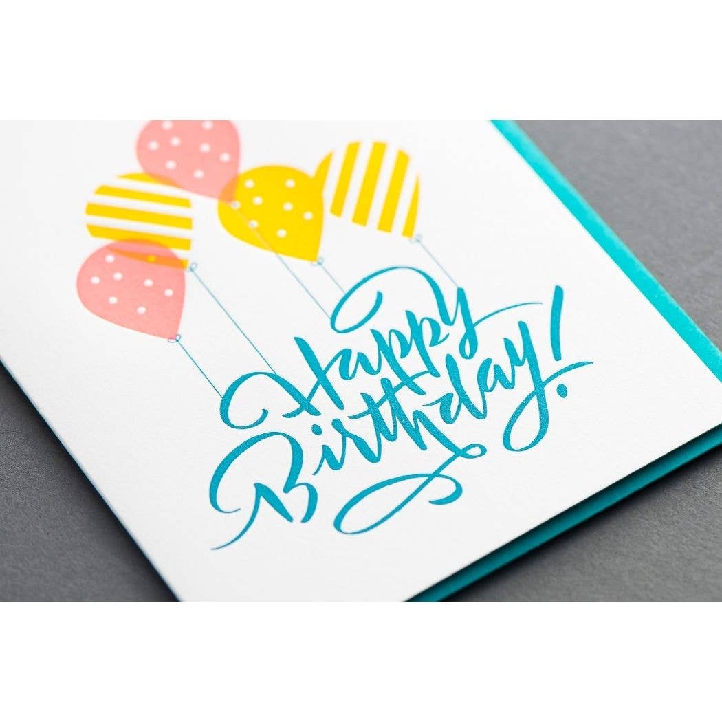 Birthday Balloons Calligraphy Card