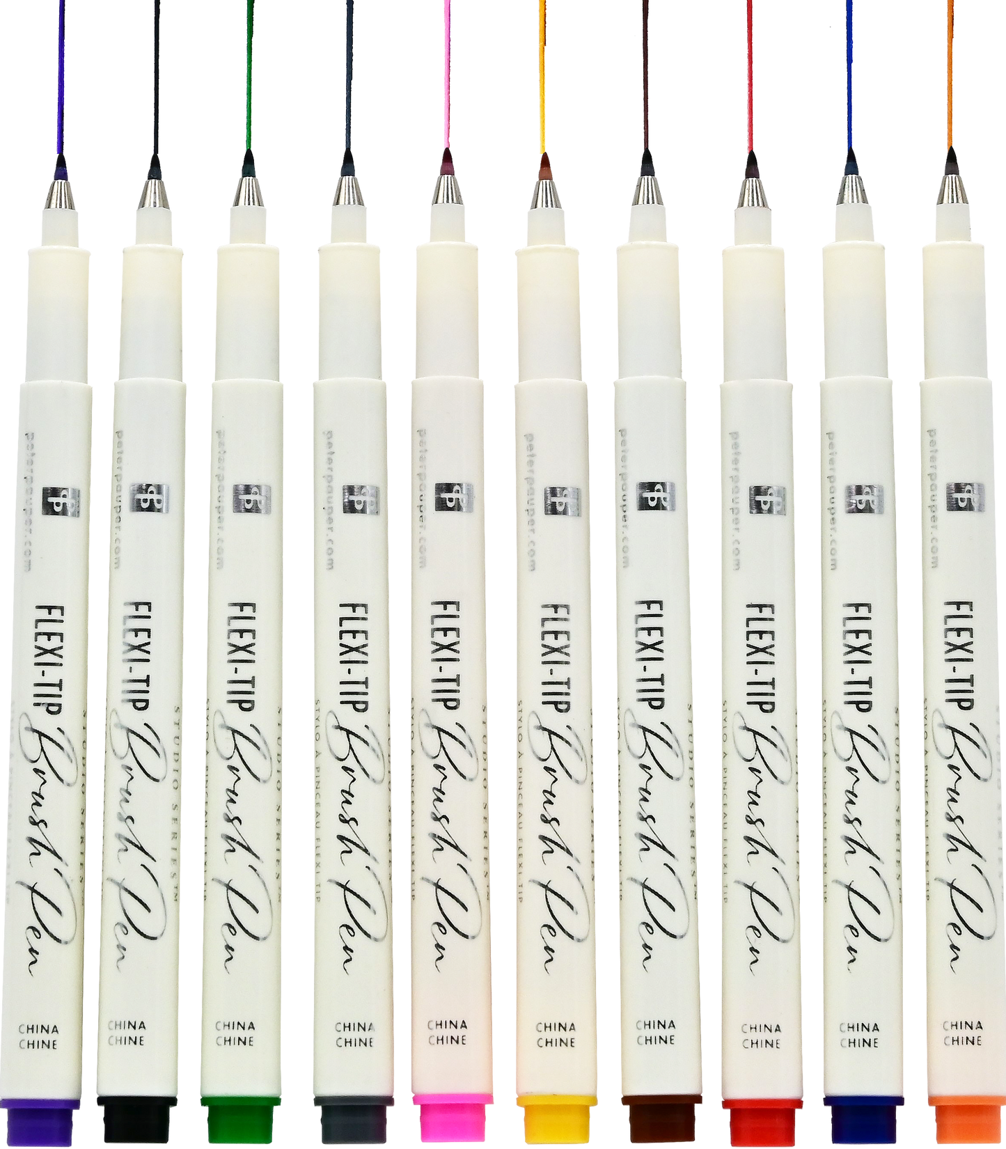 Peter Pauper Press - Flexi-Tip Brush Pens (Set of 10)