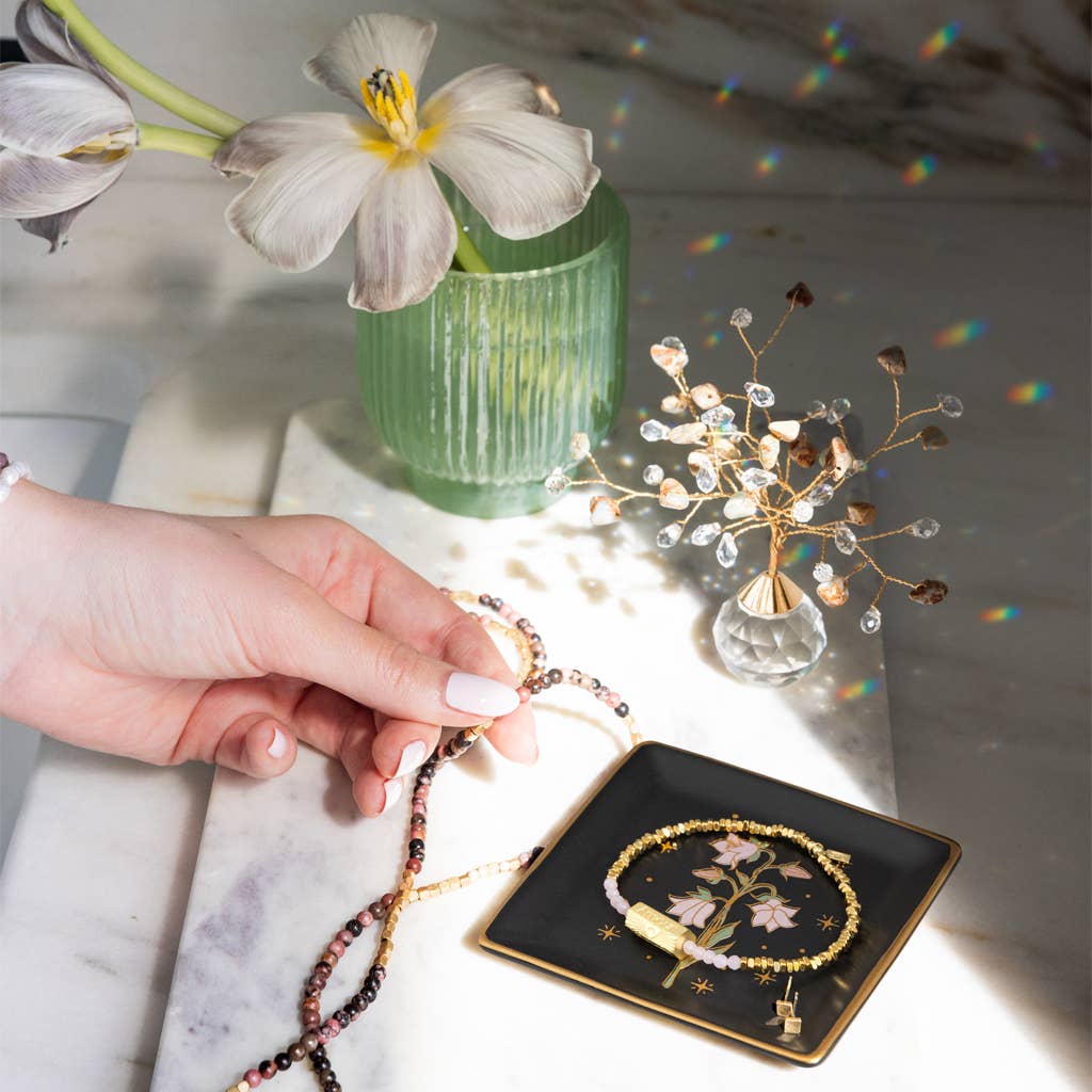 Scout Curated Wears - Jewelry Dish & Stud Earring Set - Flower/Black