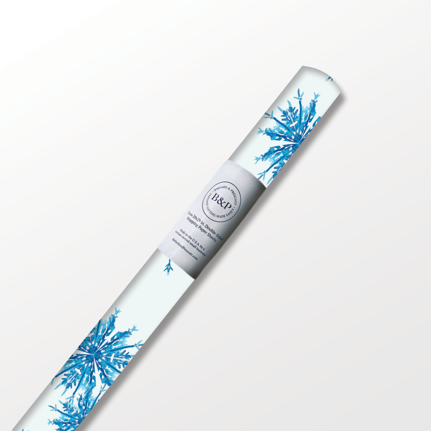 Ballard & Prescott - Blue Snowflake Wrapping Paper - Christmas Gift Wrap