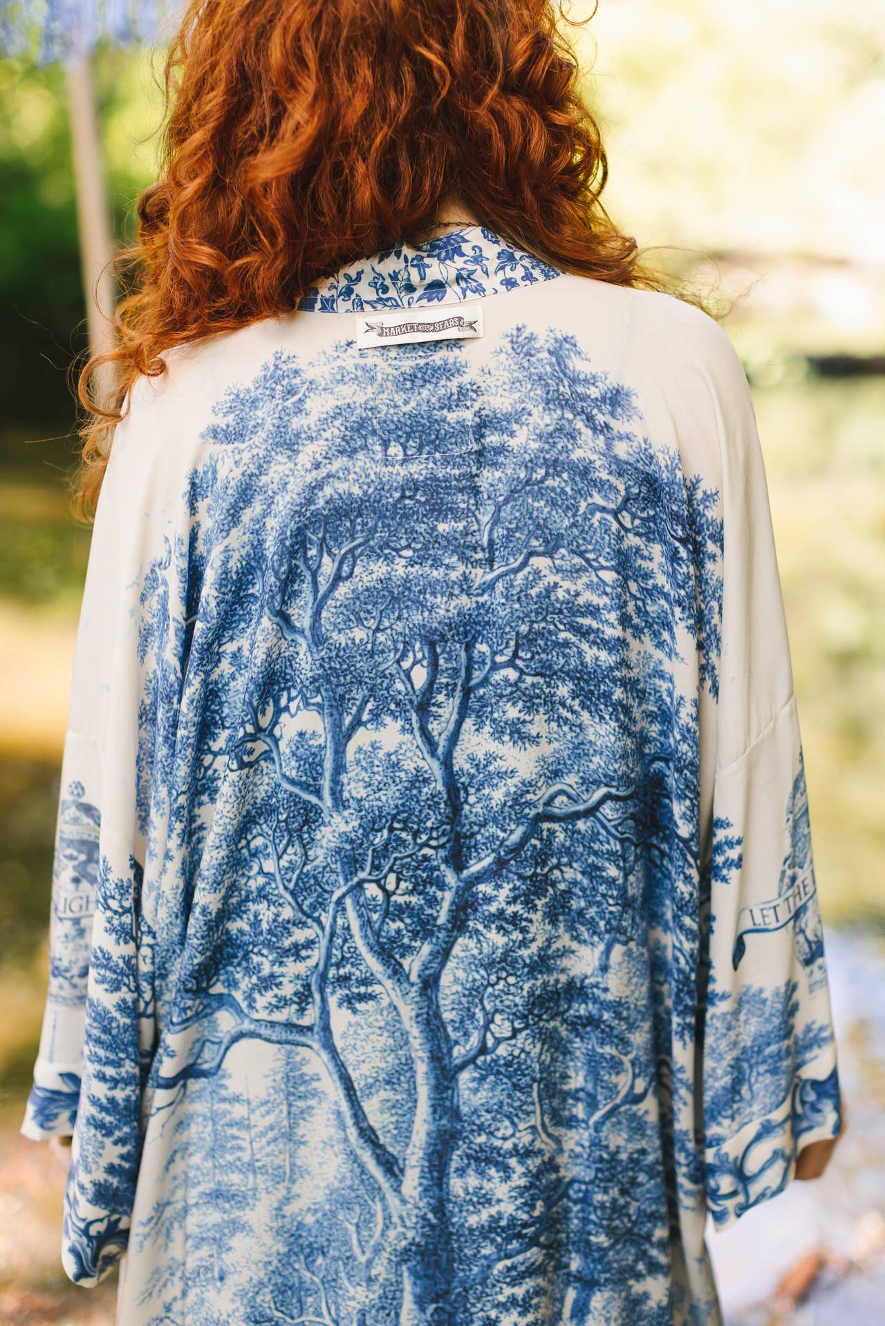 Market of Stars (USA) - Let The Light In Opera Duster Kimono Robe Blue Delft Toile 