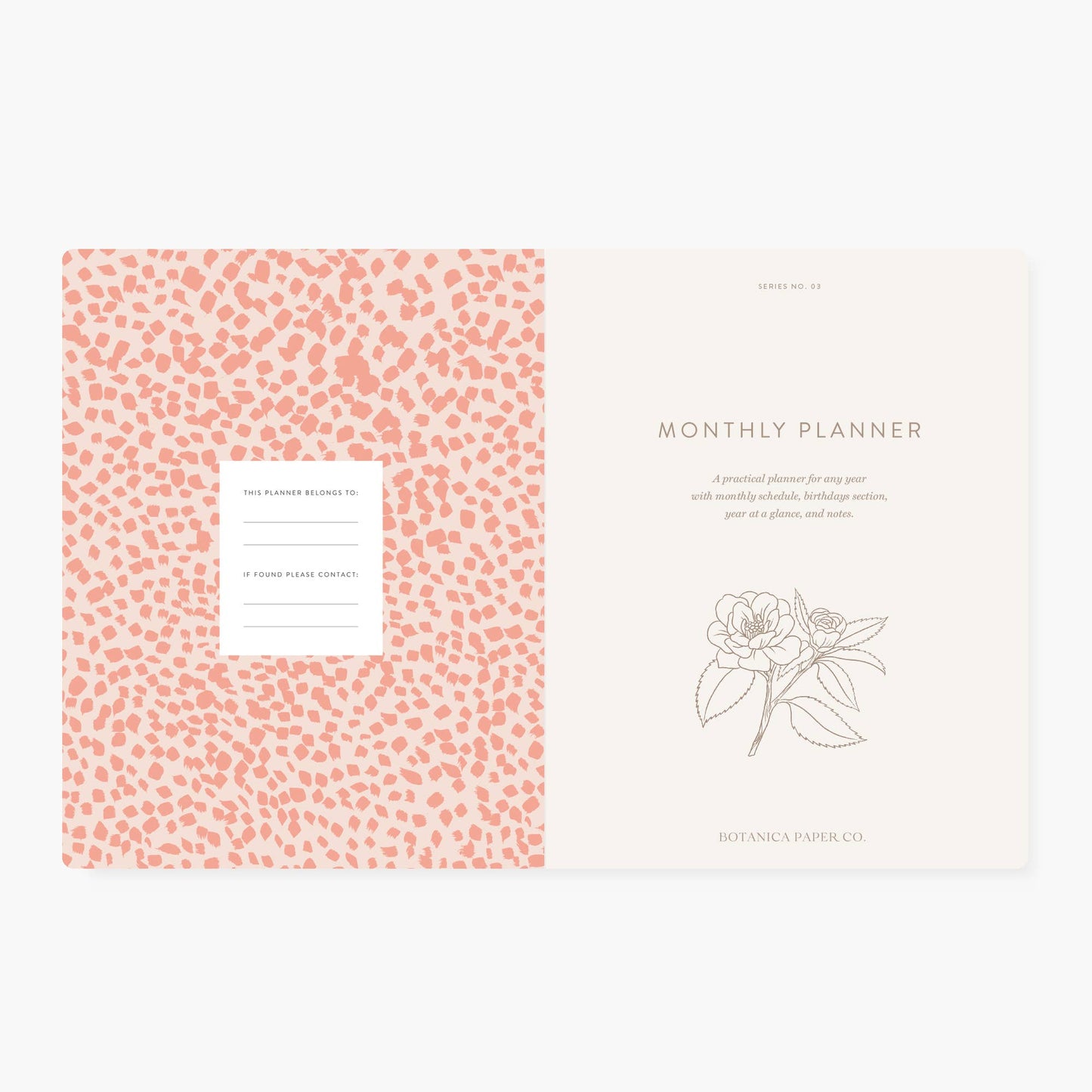 Botanica Paper Co. - CAMELLIA | UNDATED MONTHLY PLANNER