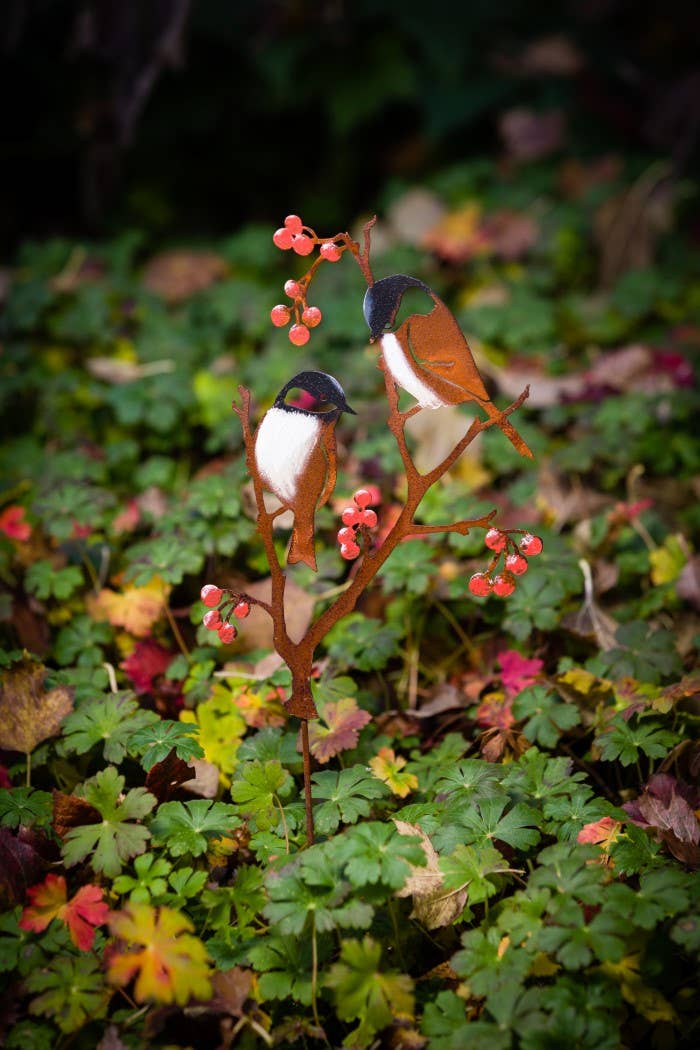 Elegant Garden Design - Chickadees & Berries Pick -Painted