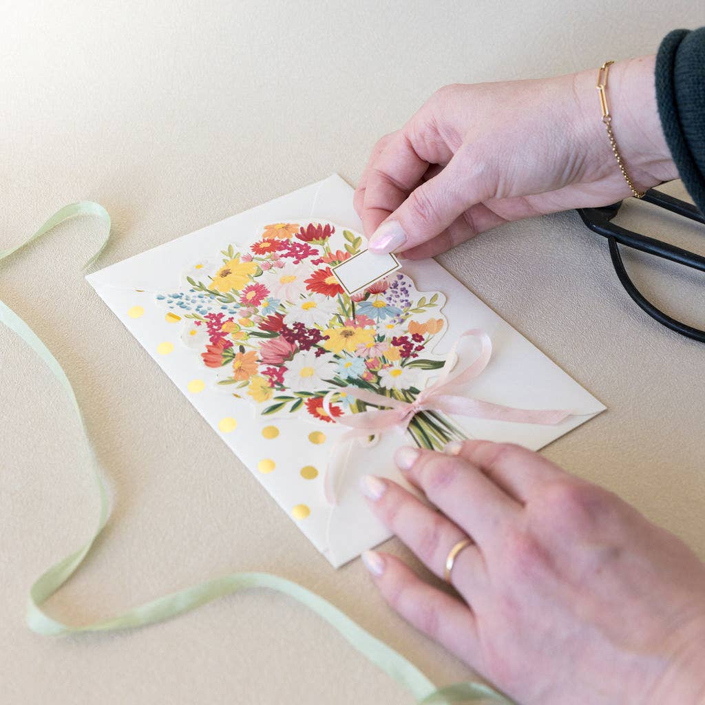 The First Snow - A Flower Bouquet Die Cut Versatile Greeting Card