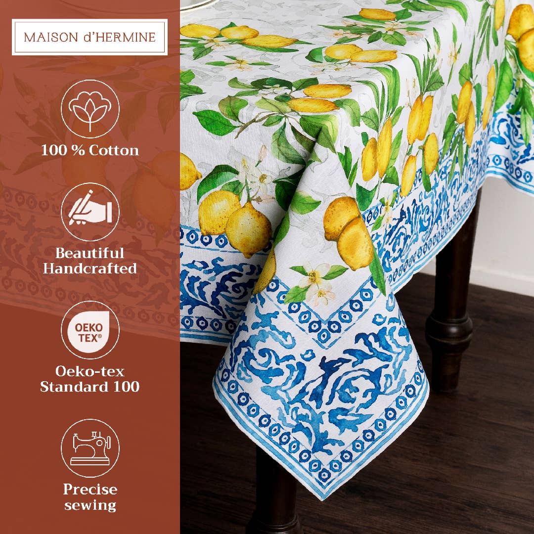 Maison d'Hermine - Design in Every Thread - Tablecloths 100% Cotton - 3 Shapes - Cedrat