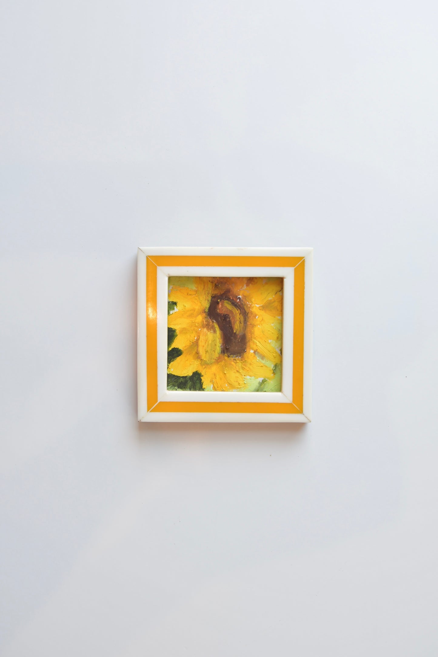 Sunflower on Green - Oil Pastel