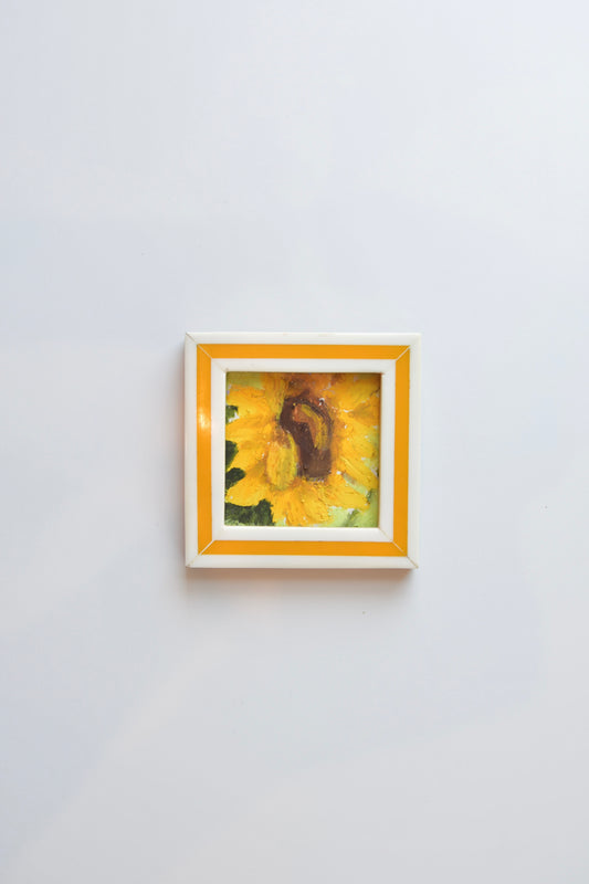 Sunflower on Green - Oil Pastel