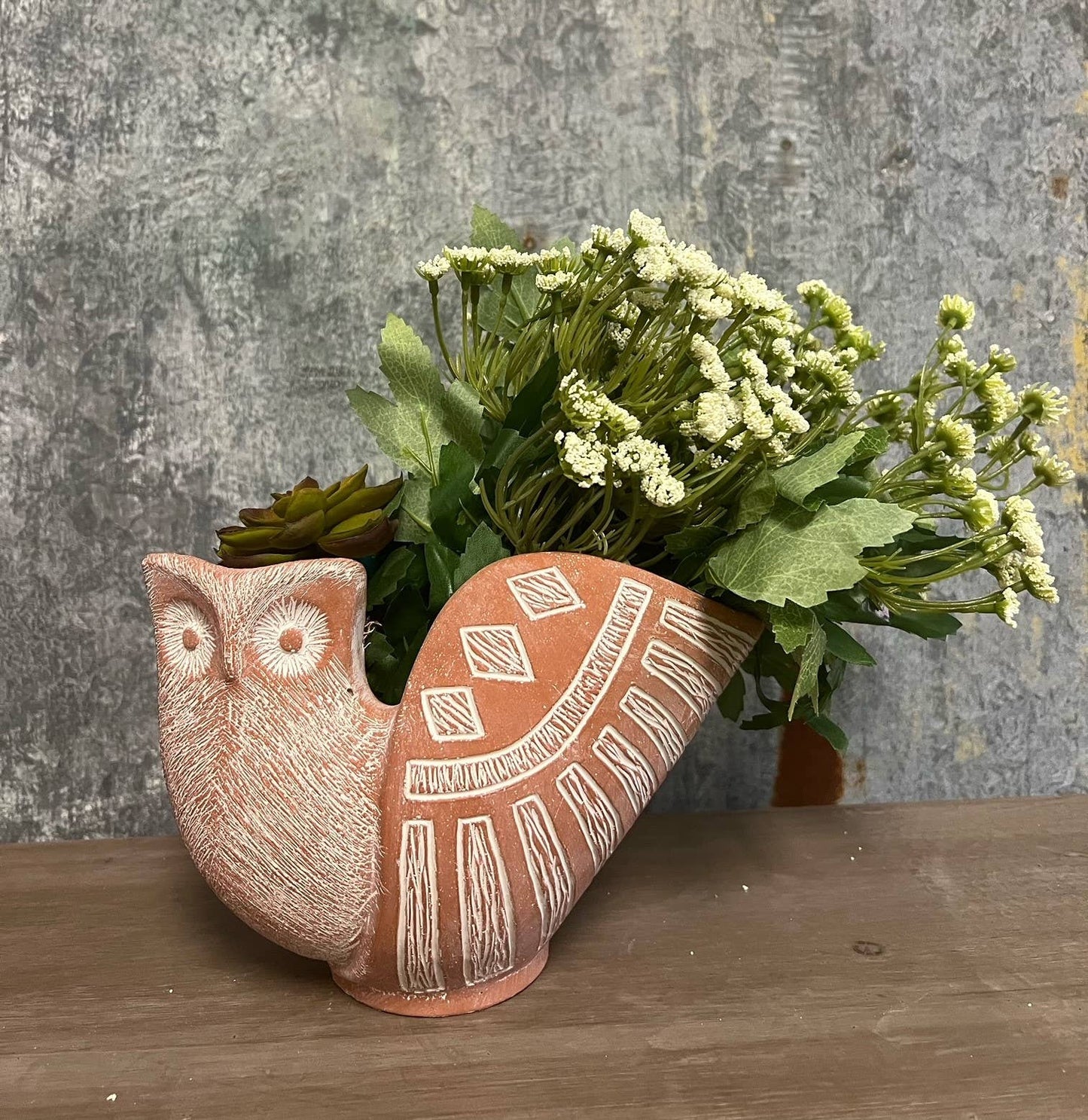 CEMENT OWL PLANTER: Small