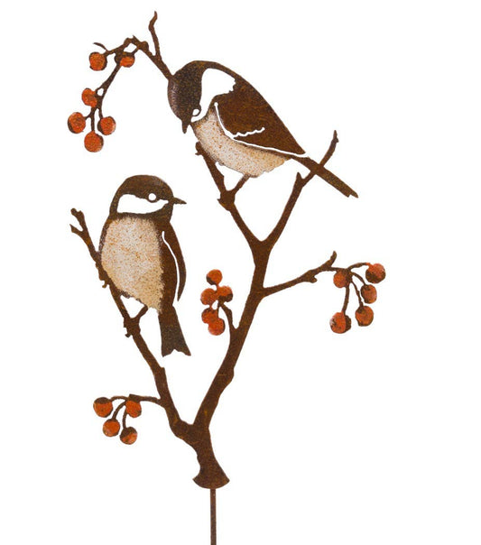 Elegant Garden Design - Chickadees & Berries Pick -Painted