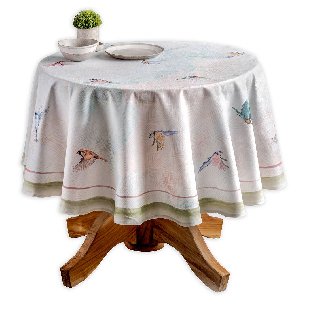 Maison d'Hermine - Design in Every Thread - Tablecloths 100% Cotton - 3 Shapes - Flying Birds
