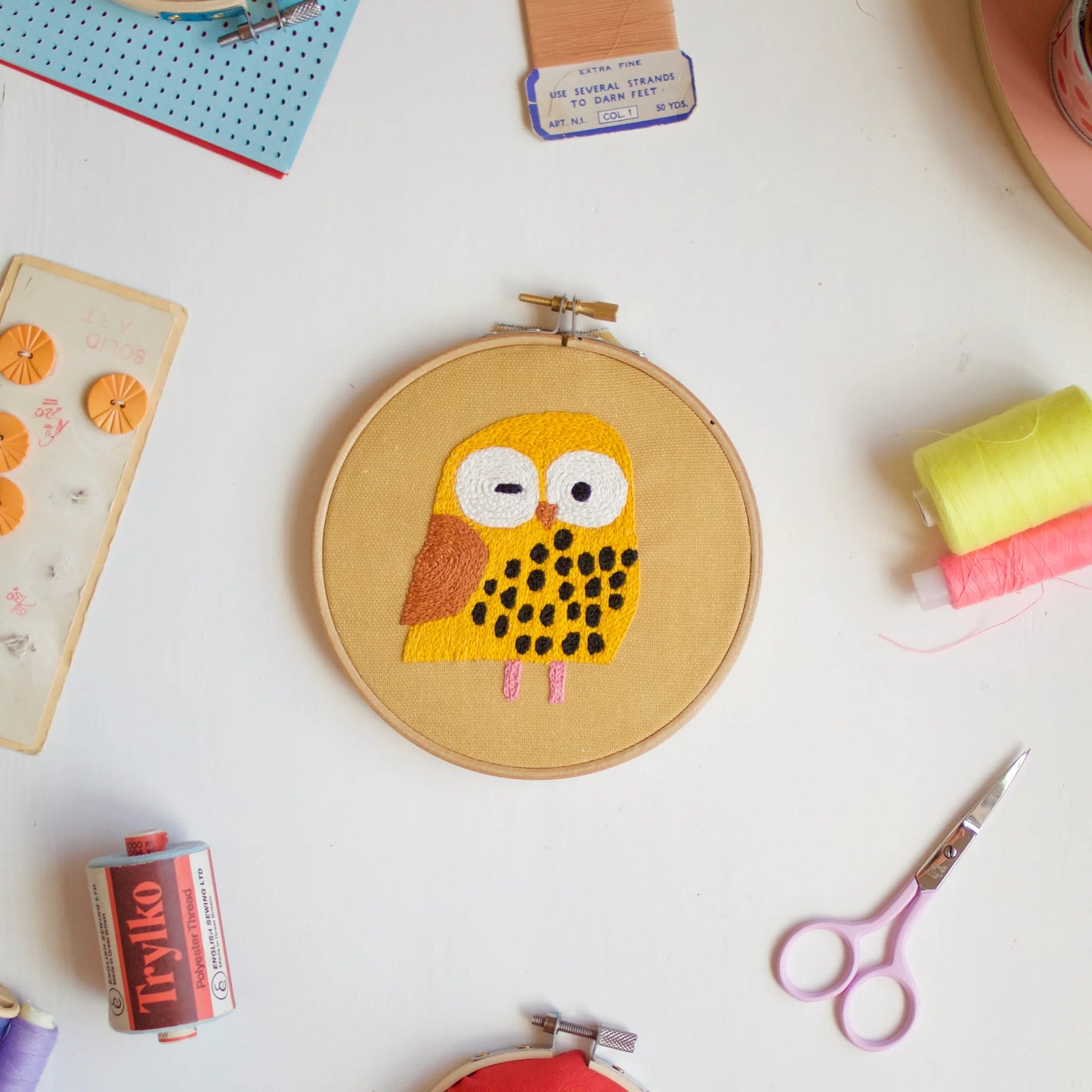 OWL EMBROIDERY HOOP KIT