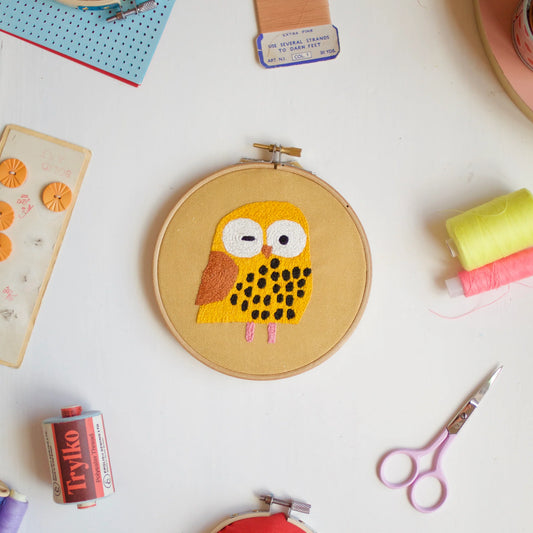 OWL EMBROIDERY HOOP KIT