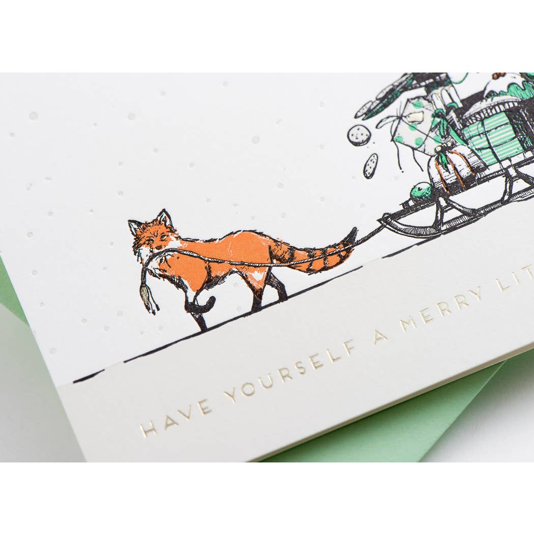 Merry Little Christmas Fox Card: Single Card