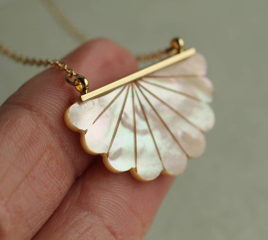 Silk Purse, Sow's Ear - Mother of Pearl Scallop Necklace