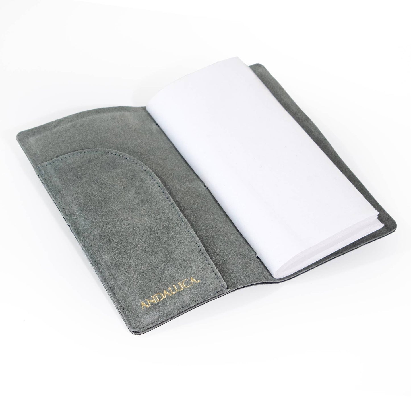 Andaluca - Teal Grey Suede Journal W/ Organic Cotton Paper:  Small
