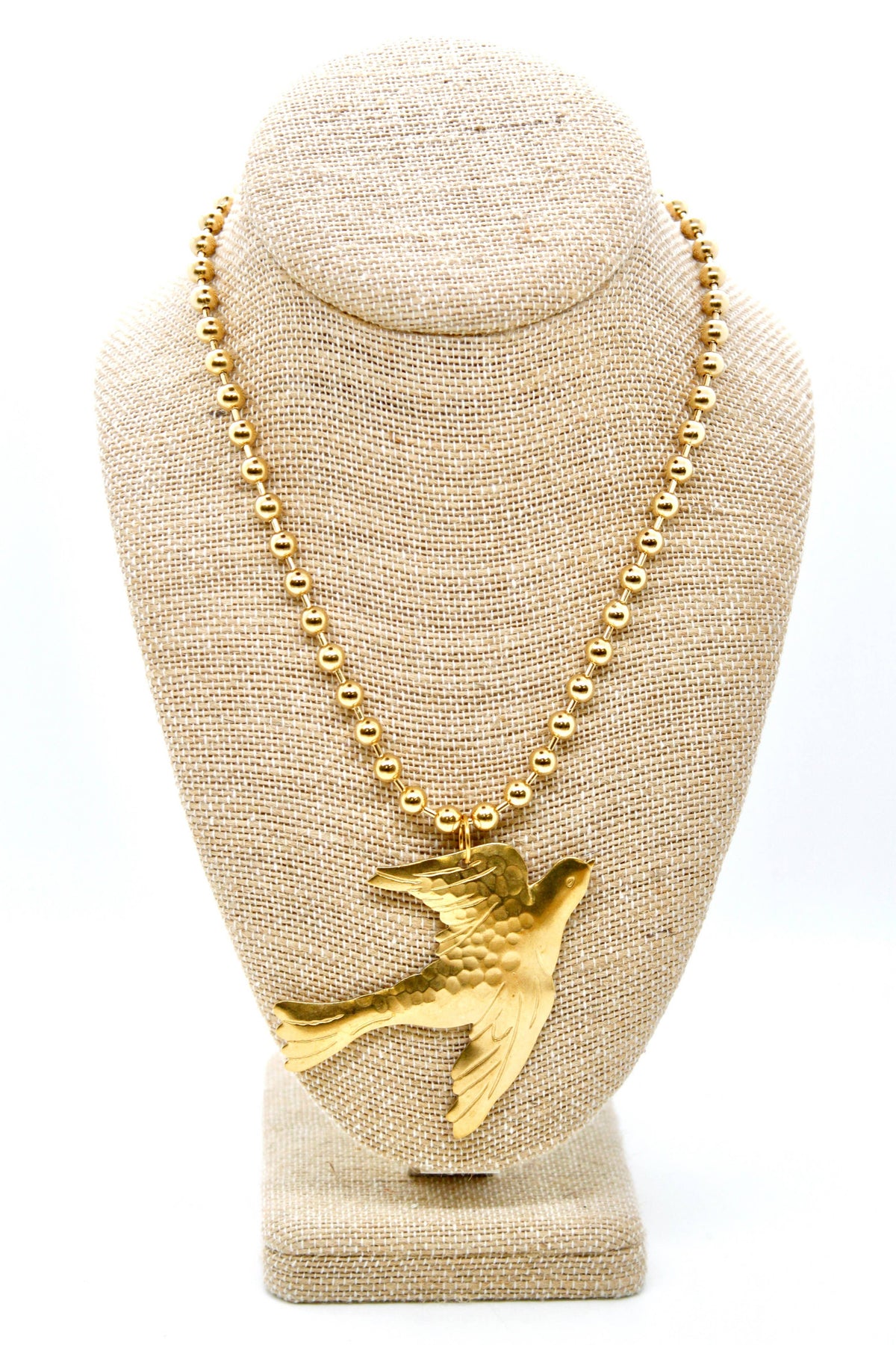 LIZOU - Flying Brass Bird Convertible Gold Chain Necklace