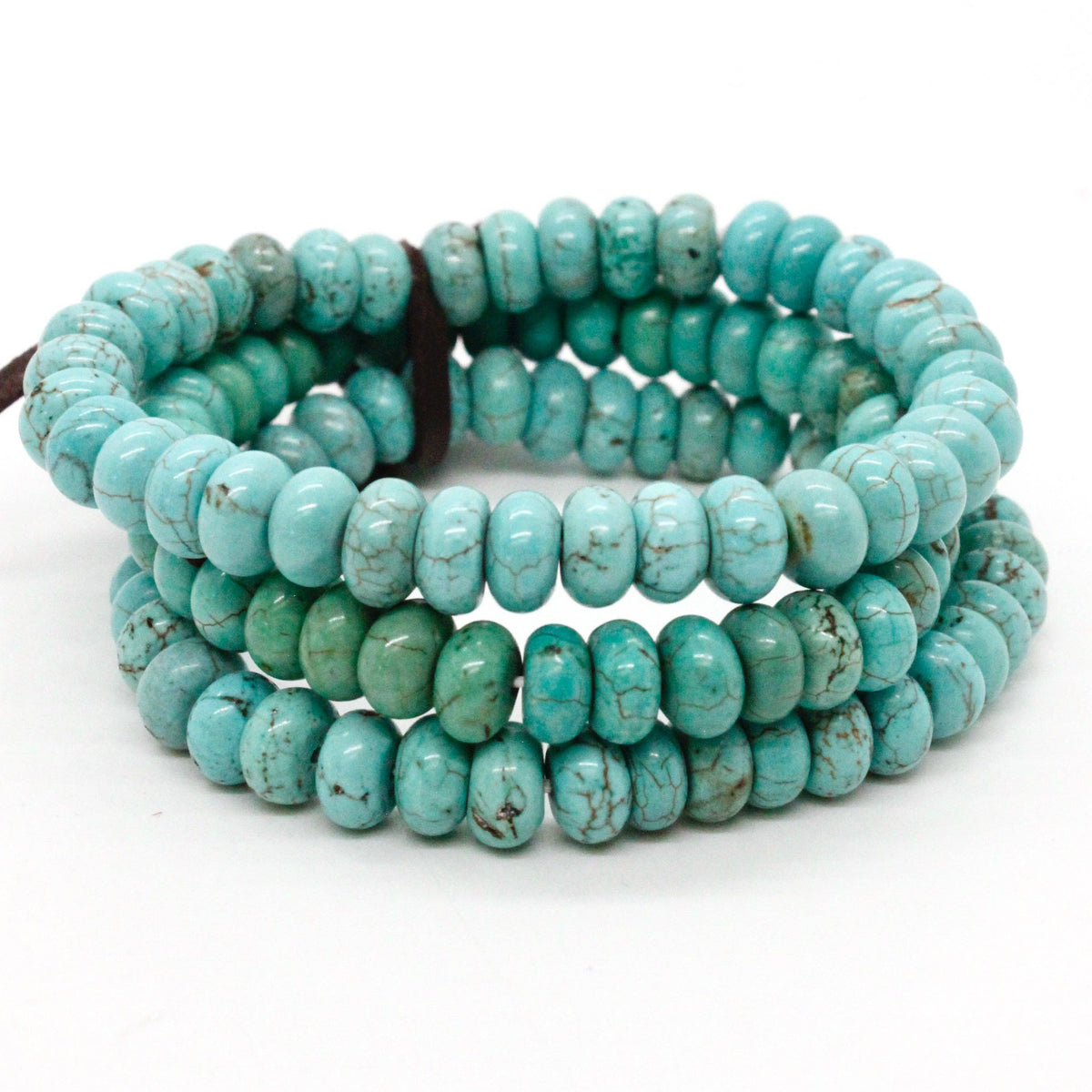 LIZOU - Turquoise Rondelle Bead Three Strand Bracelet -BL-TQ1
