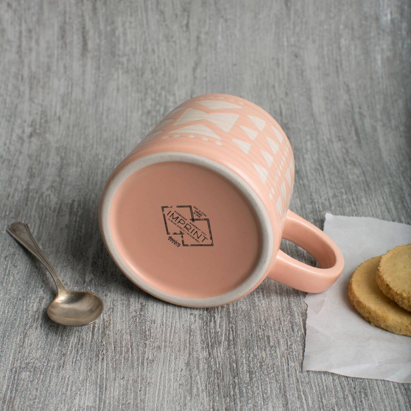 Danica Studio - Danica Studio Pink Imprint Stoneware Mugs 12 oz