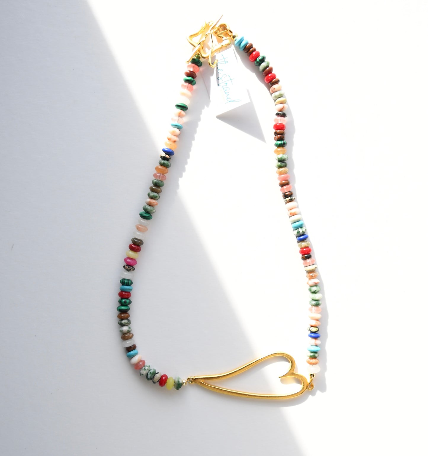 Small Multi Stone Bead Necklace w/ Heart