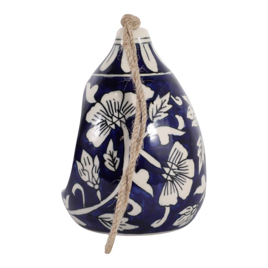 Sagebrook Home - Bird Feeder - Blue/White Ceramic Teardrop Shape House, 12 in