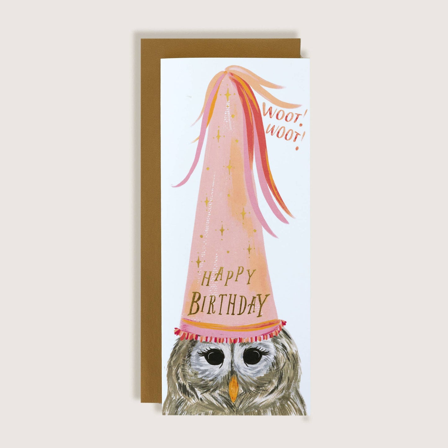 The First Snow - Owl Birthday Hat Happy Birthday Greeting Card
