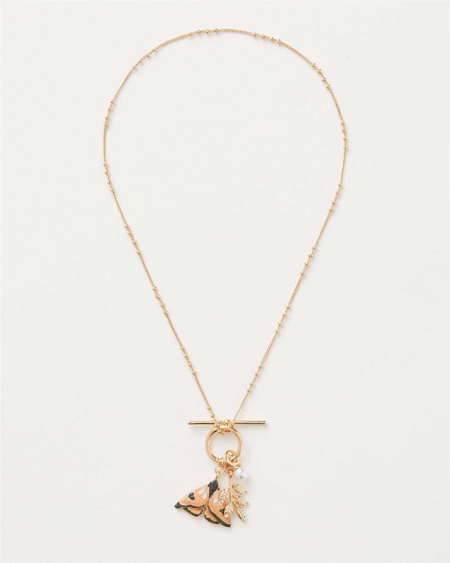 Fable England - Enamel Moth & Leaf Charm Necklace: Matchbox