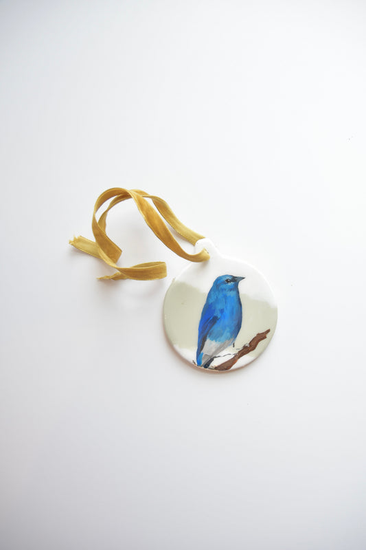 Mountain Blue Bird Ceramic Art Ornament