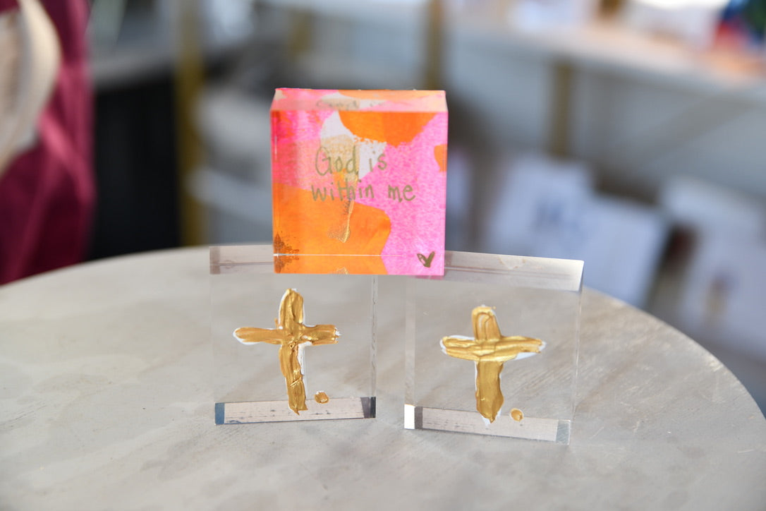 God is within me - Affirmation Lucite Block