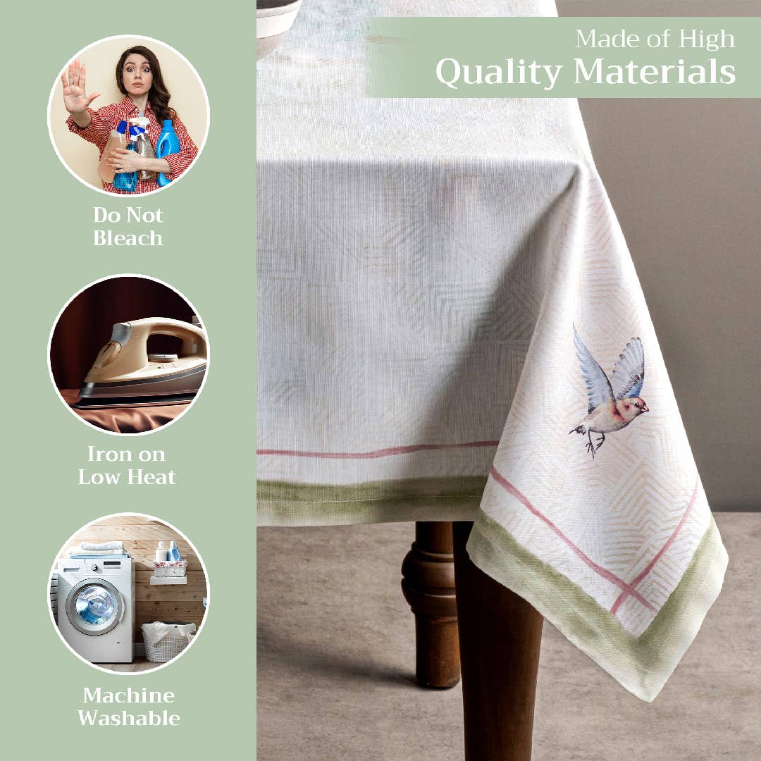 Maison d'Hermine - Design in Every Thread - Tablecloths 100% Cotton - 3 Shapes - Flying Birds