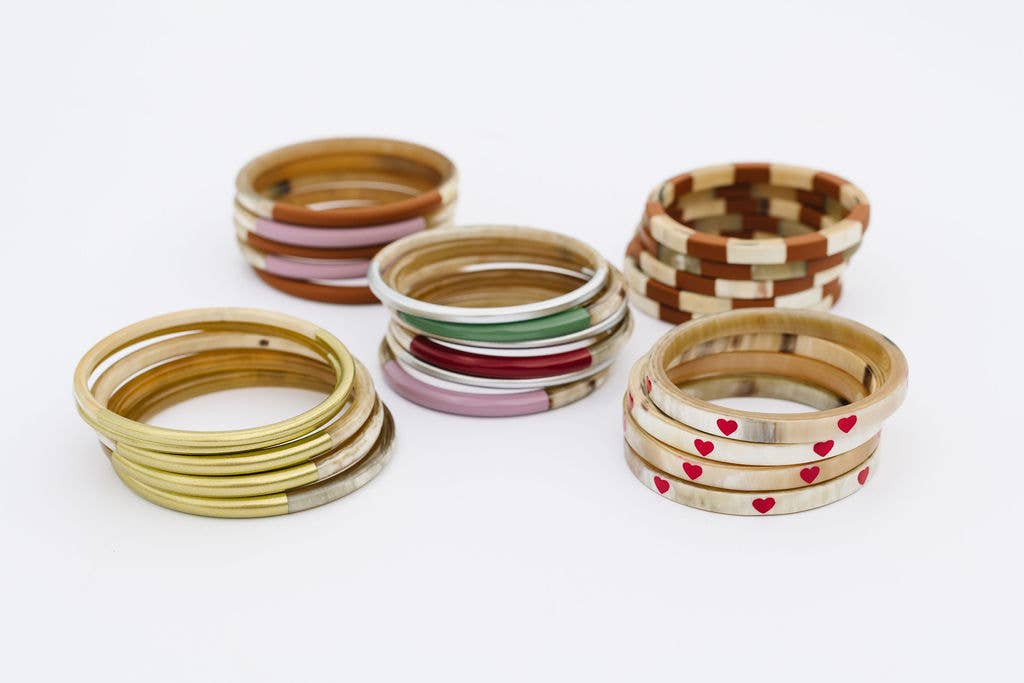 Sunshine Tienda - Teracotta and Ivory Tile Bangle Set