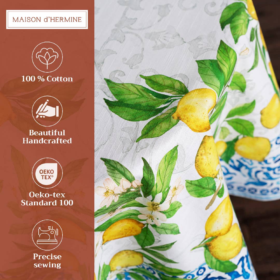 Maison d'Hermine - Design in Every Thread - Tablecloths 100% Cotton - 3 Shapes - Cedrat