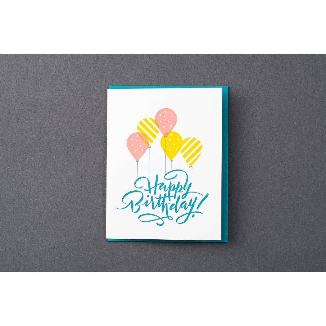 Birthday Balloons Calligraphy Card