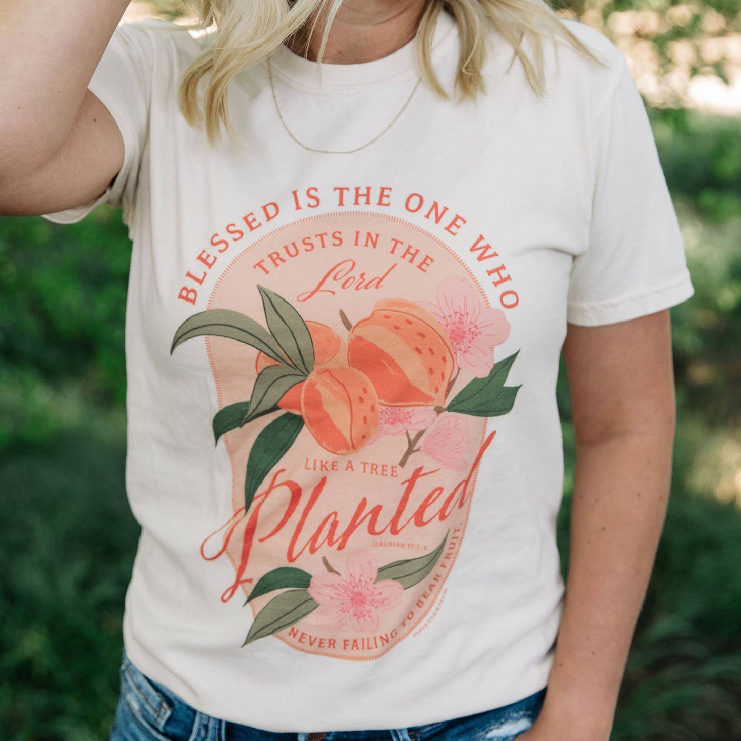 Paper Farm Press - Peach Faith Tee: S