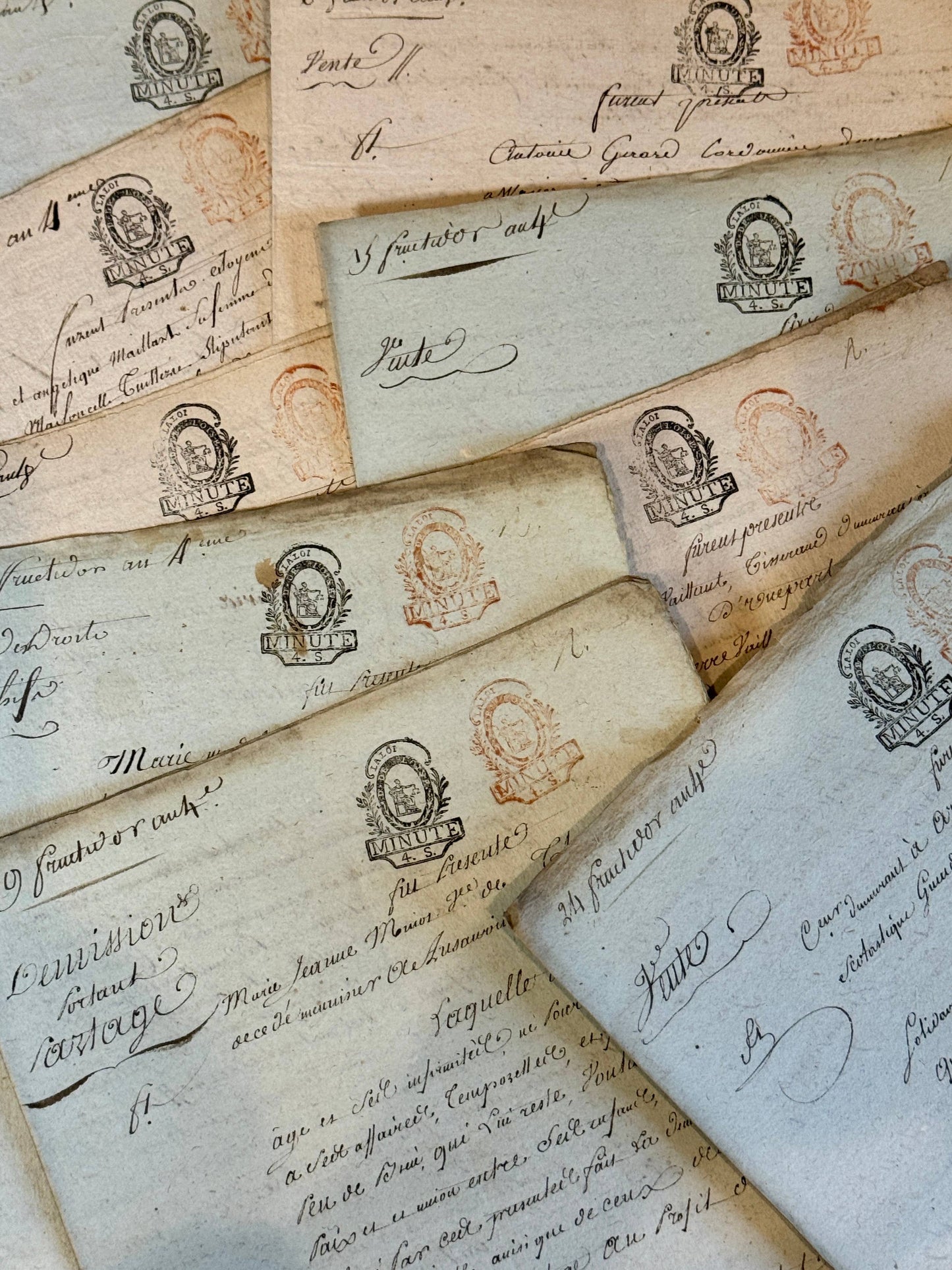 Monahan Papers - 1700s Double Red and Black Stamped Antique French Document