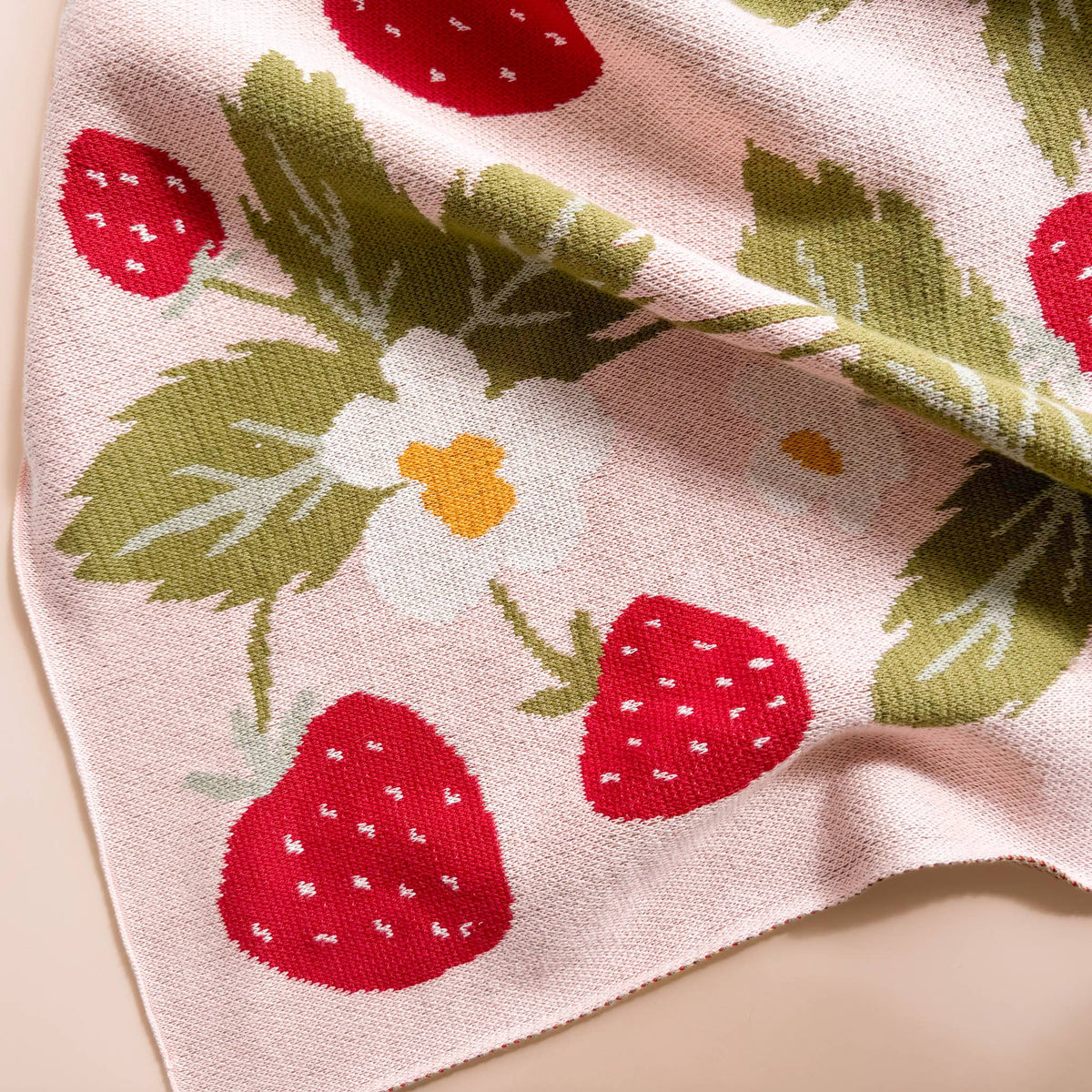 The Blueberry Hill - Blanket Strawberry Bunny Organic Baby Decor Summer Gift