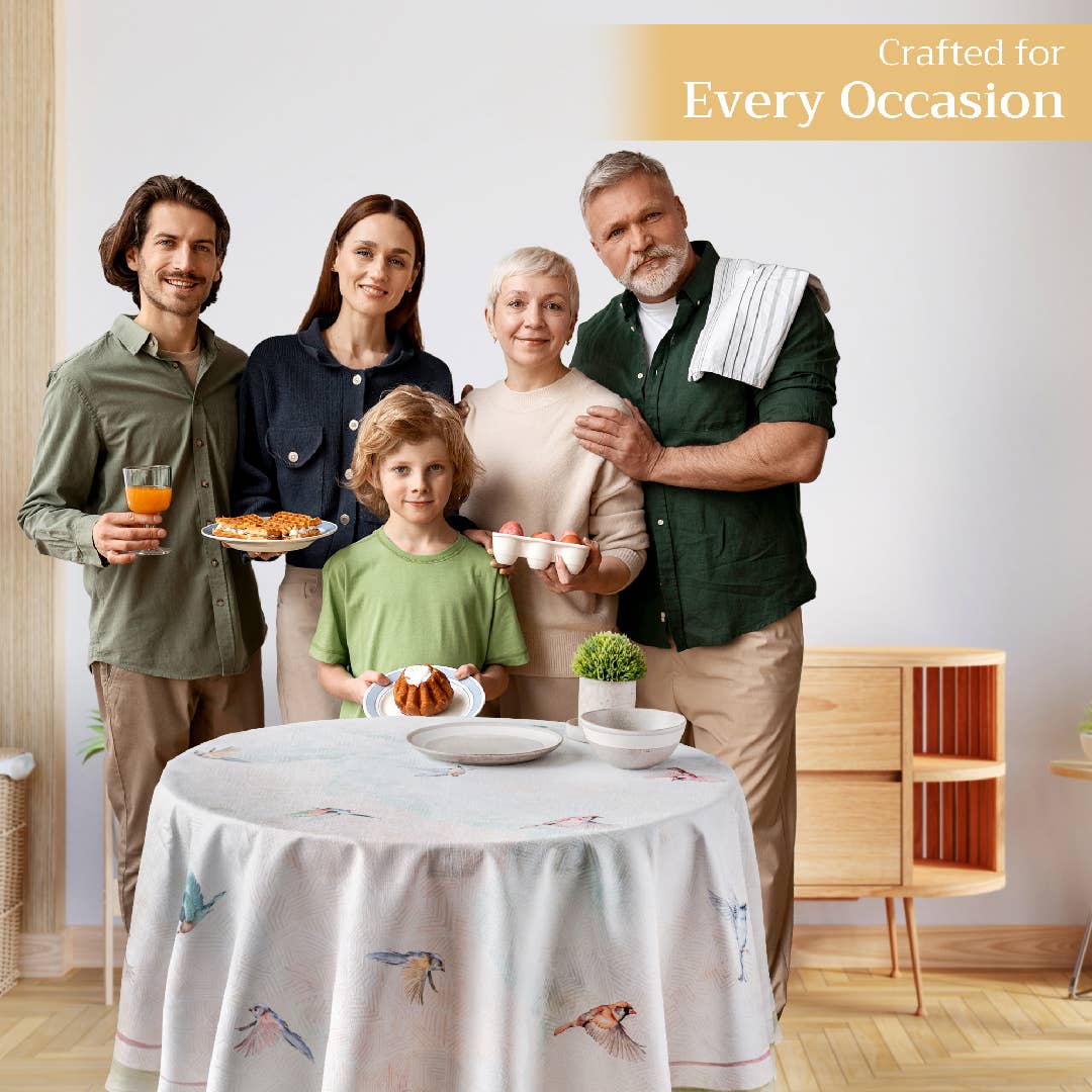 Maison d'Hermine - Design in Every Thread - Tablecloths 100% Cotton - 3 Shapes - Flying Birds