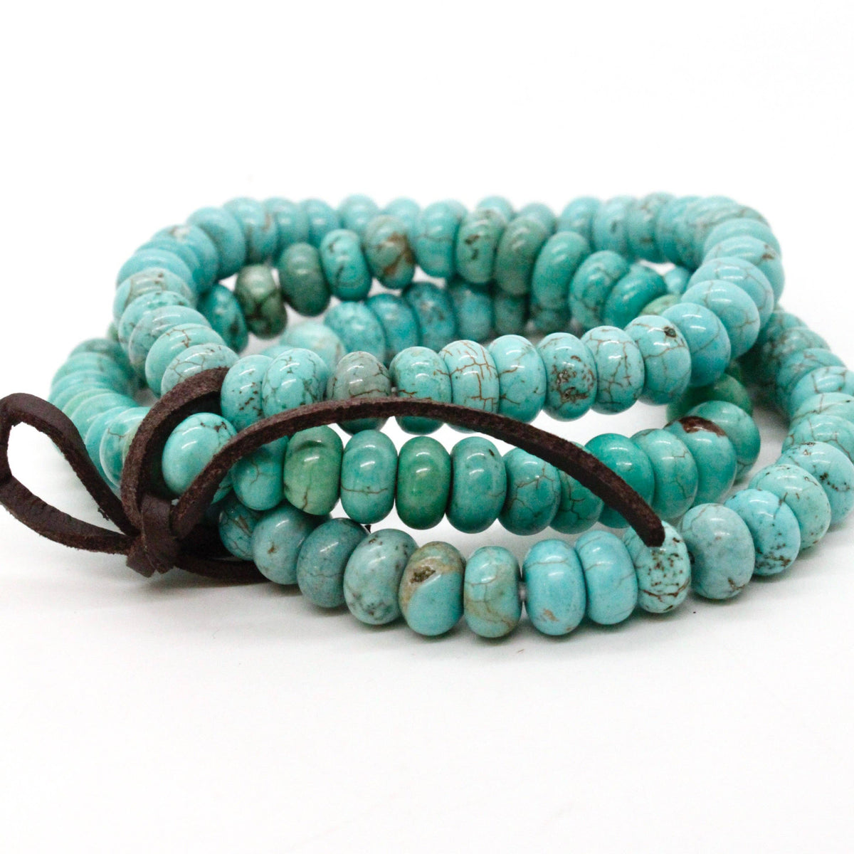 LIZOU - Turquoise Rondelle Bead Three Strand Bracelet -BL-TQ1