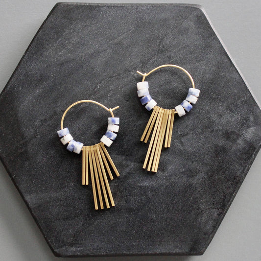 David Aubrey Jewelry - KYLE16 sodalite hoop earrings