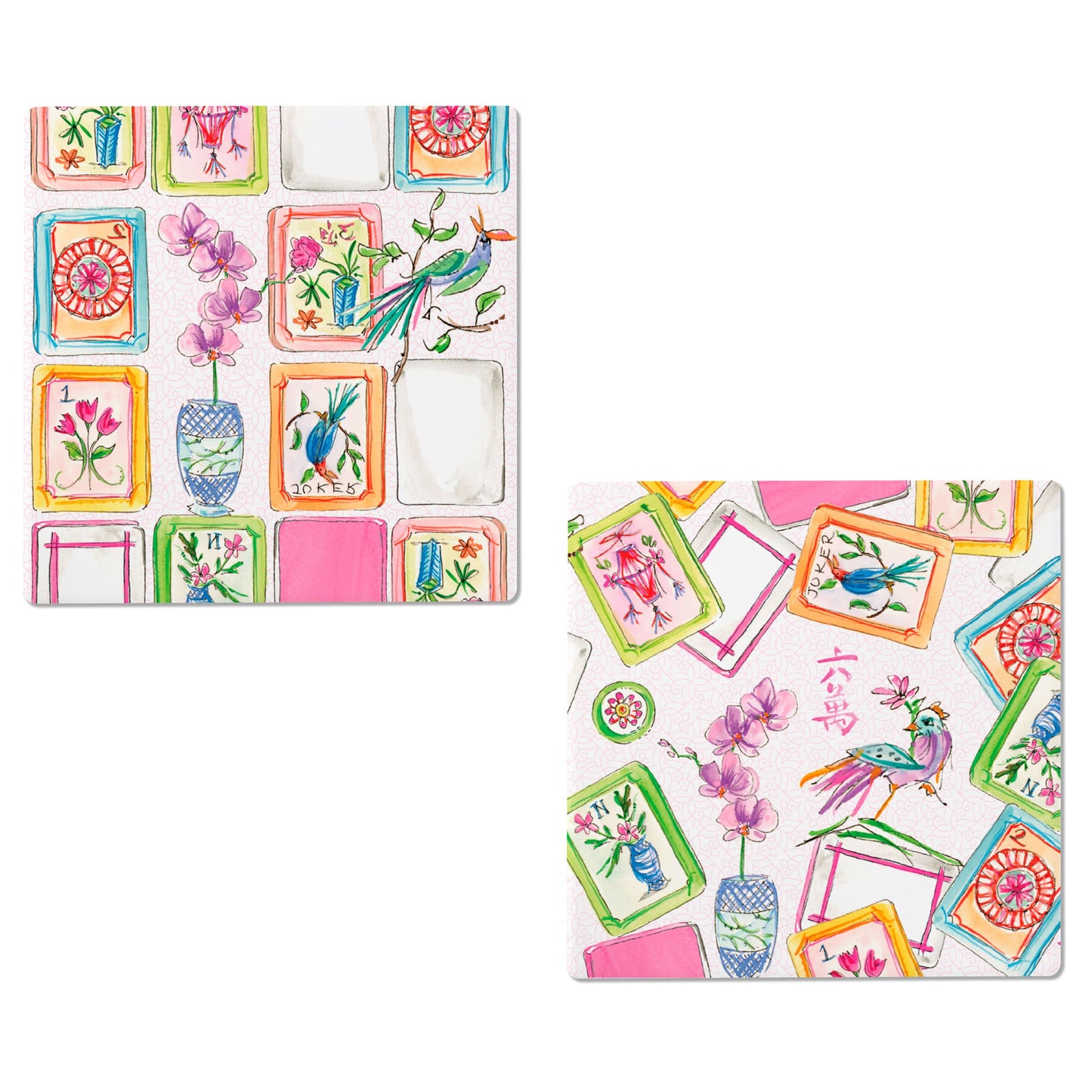 Boston International - Mahjong Pink Ceramic Coasters