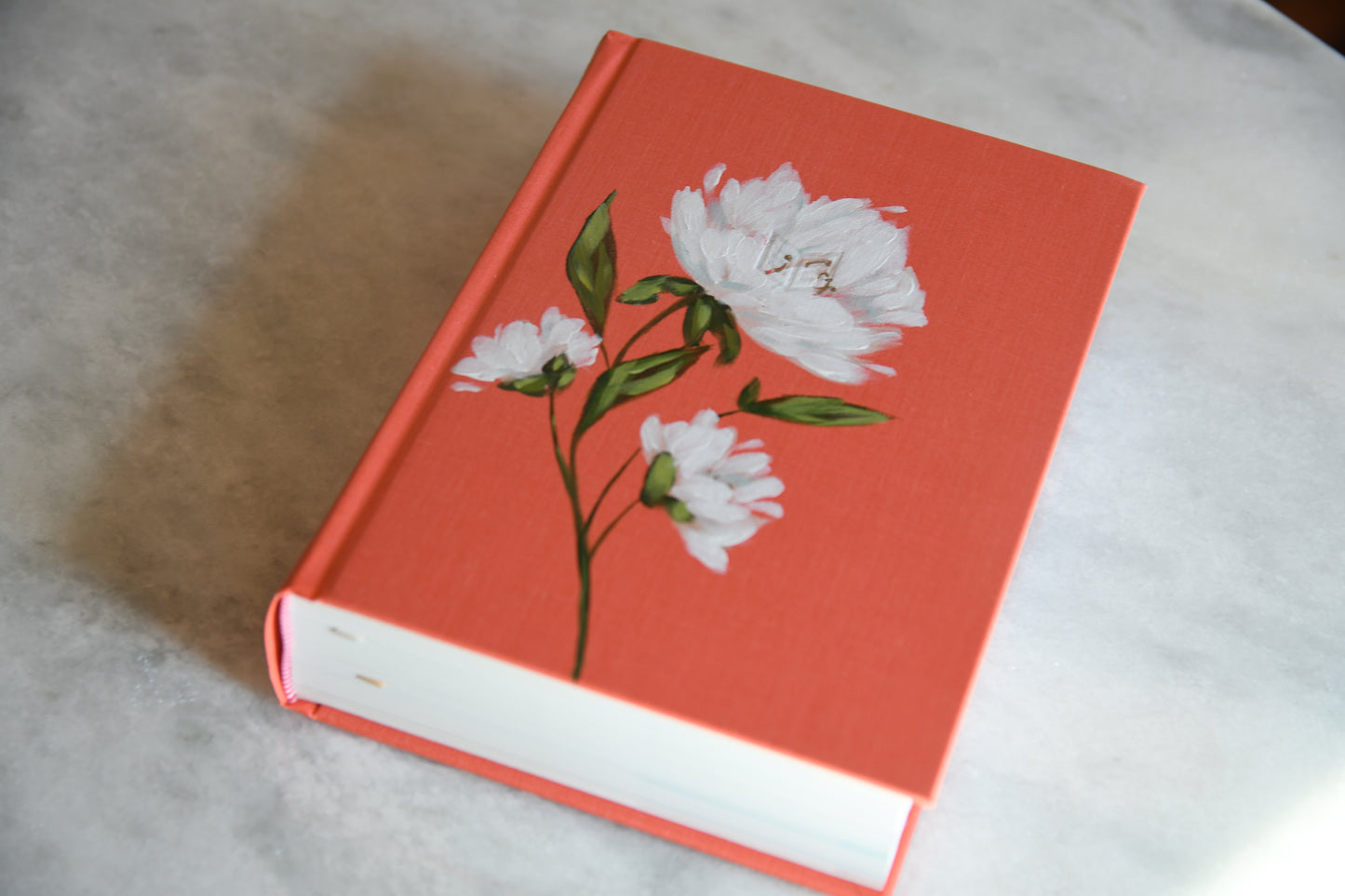 Hand painted Bible - White Peonies