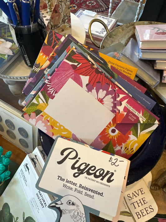 Folded pigeon notecard