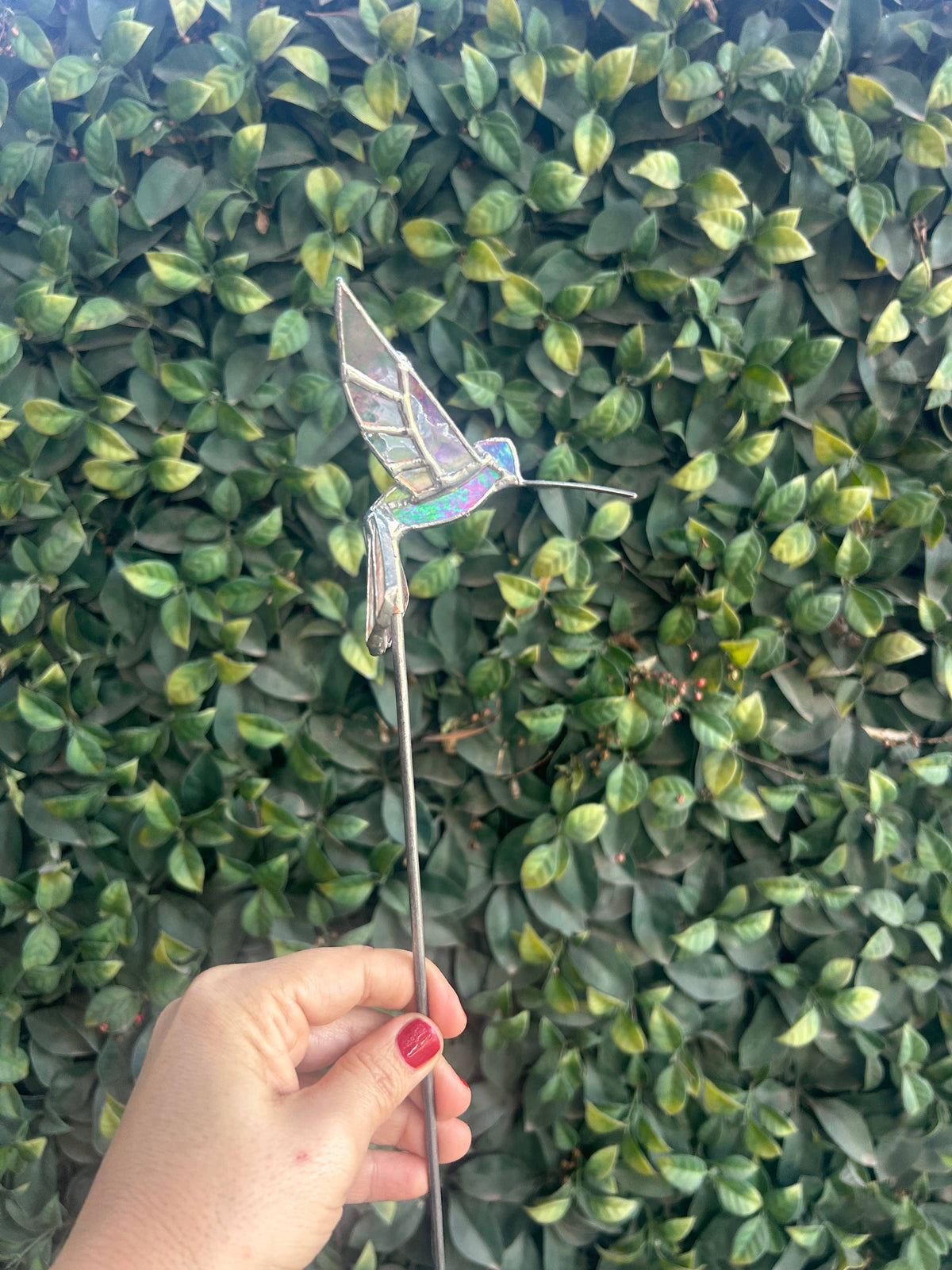 Stained glass stars and Talavera - Handmade Stained Glass Hummingbird Plant Stakes




With Rod