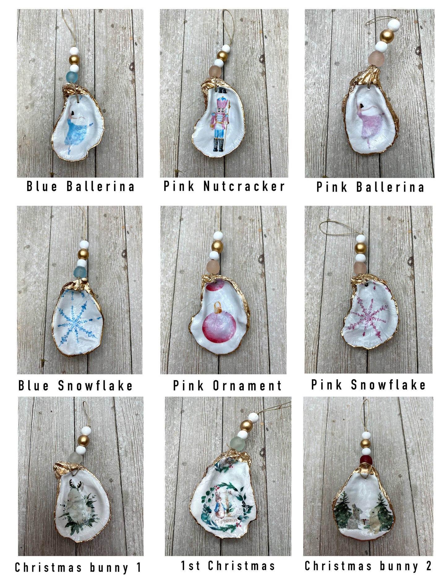 Oyster Ornaments- Decoupage Christmas Designs: Blue Cardinals