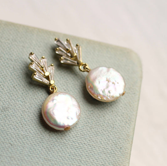 Silk Purse, Sow's Ear - Art Deco Crystal Pearl Earrings