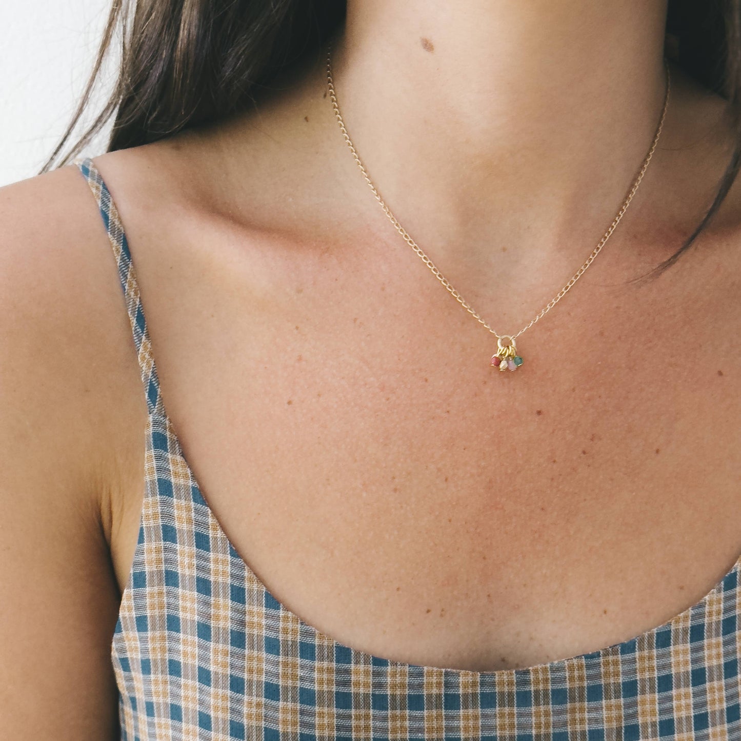 Nest Pretty Things - Dainty Gold Plated Necklace With Tiny Beaded Cluster Pendant